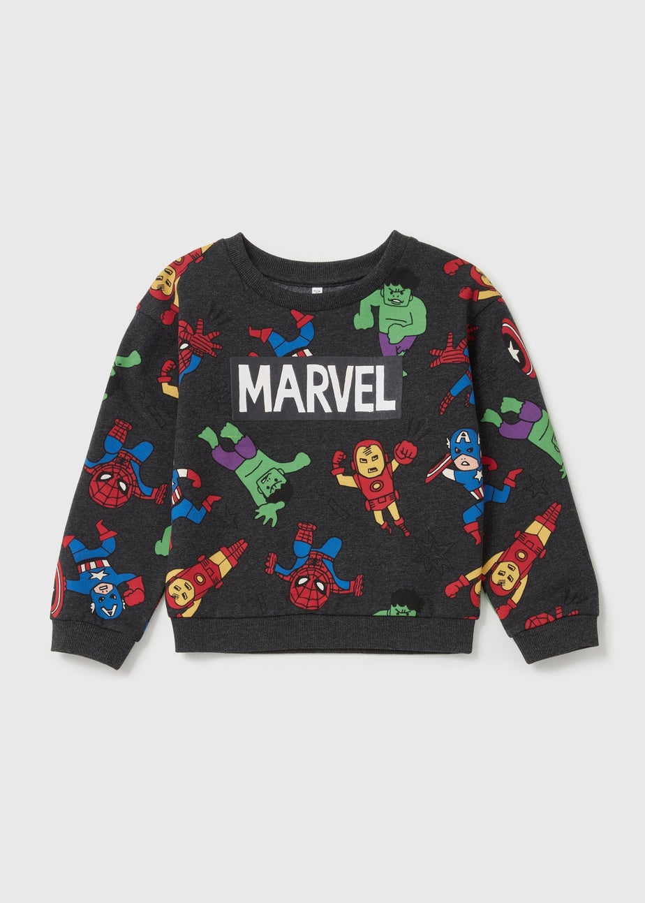 Kids Grey Marvel Print Sweatshirt (9mths-6yrs)