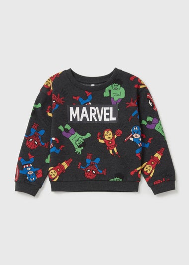 Kids Grey Marvel Print Sweatshirt (9mths-6yrs)