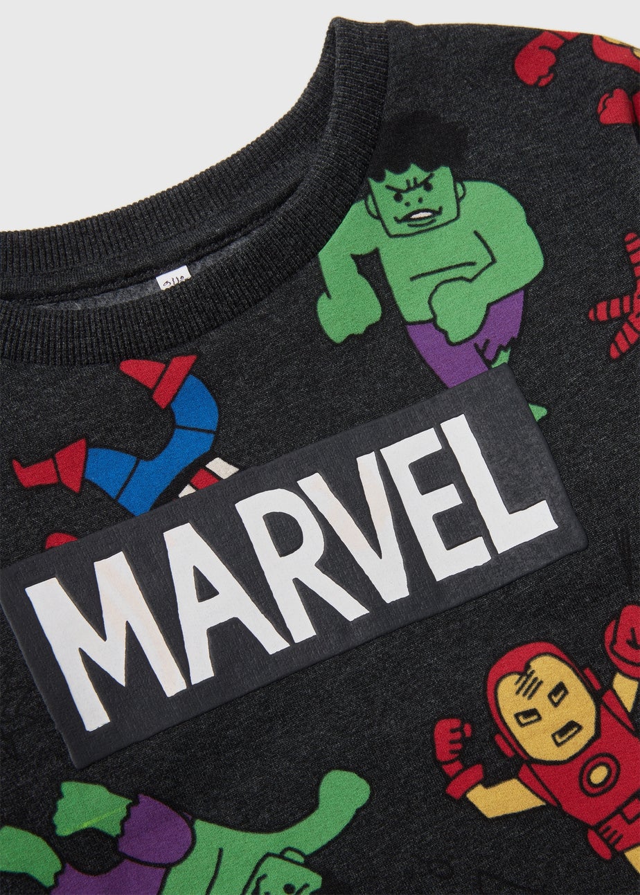 Kids Grey Marvel Print Sweatshirt (9mths-6yrs)
