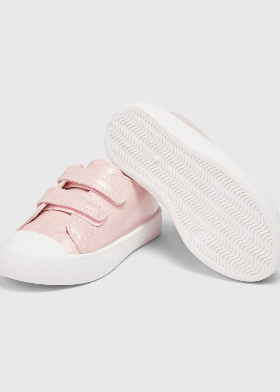 Girls Pink Glitter Double Strap Trainers (Younger 4-12)