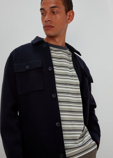 Navy & Green Stripe Free Your Mind Print T-Shirt