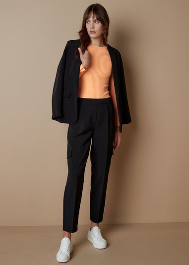 Et Vous Orange Ribbed Knit Long Sleeve Top