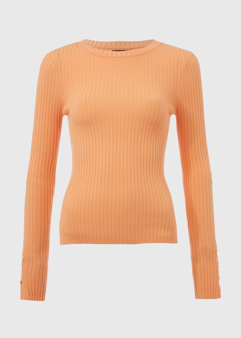 Et Vous Orange Ribbed Knit Long Sleeve Top