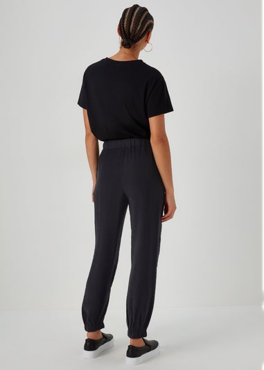 Black Smart Parachute Trousers
