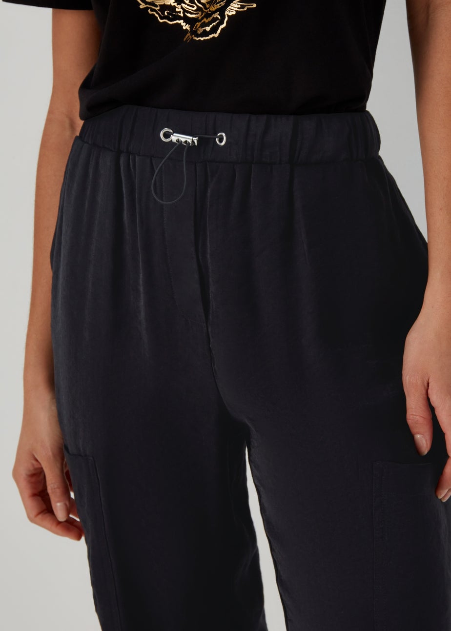 Black Smart Parachute Trousers