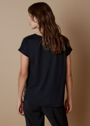 Et Vous Orange Animal Print Jersey T-Shirt