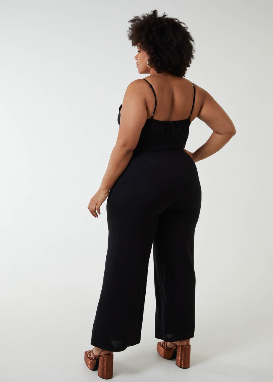 Blue Vanilla Black Curve Button Front Strappy Jumpsuit