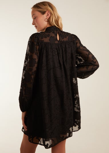Blue Vanilla Black Jacquard Bow Smock Dress