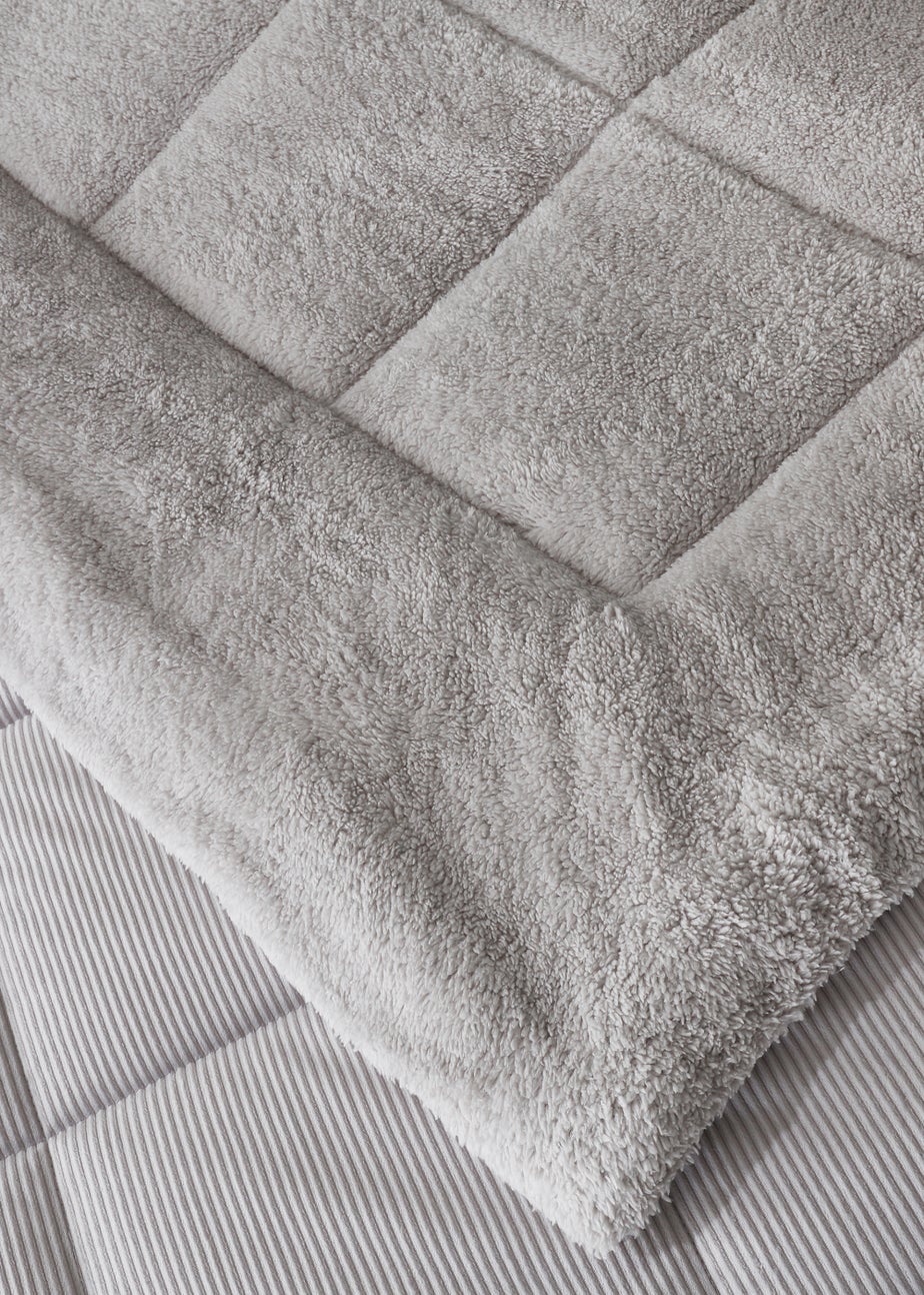 Catherine Lansfield Silver Cosy Cord Coverless Comforter Duvet (200x220cm)