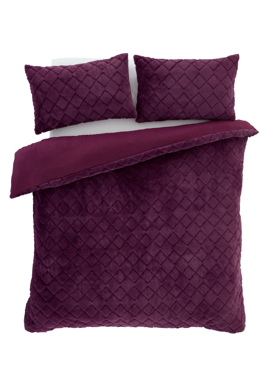 Catherine Lansfield Cosy Diamond Faux Fur Duvet Cover Set