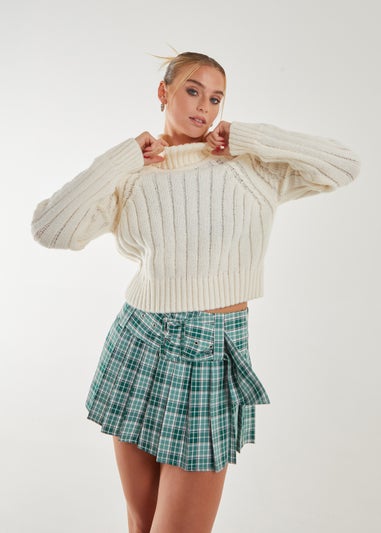 Pink Vanilla Ivory Thick Roll Neck Jumper