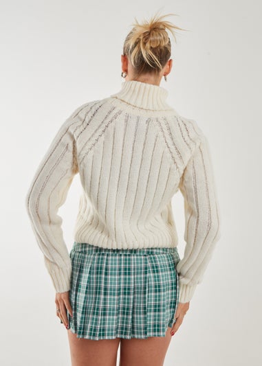 Pink Vanilla Ivory Thick Roll Neck Jumper