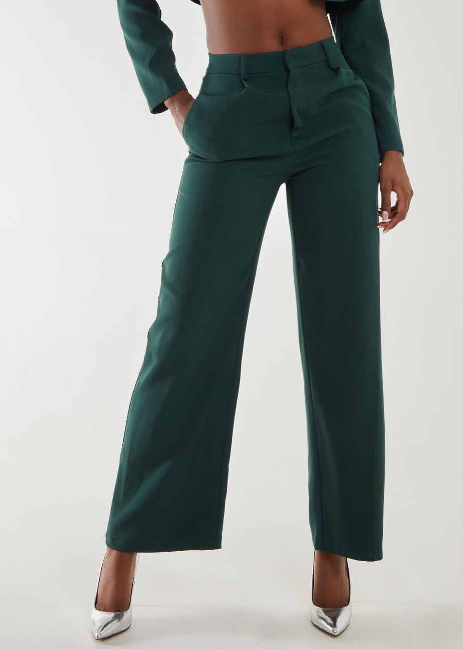 Pink Vanilla Bottle Green Wide Leg Trousers