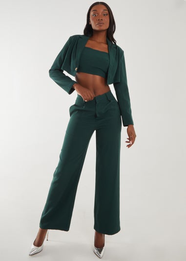 Pink Vanilla Bottle Green Wide Leg Trousers