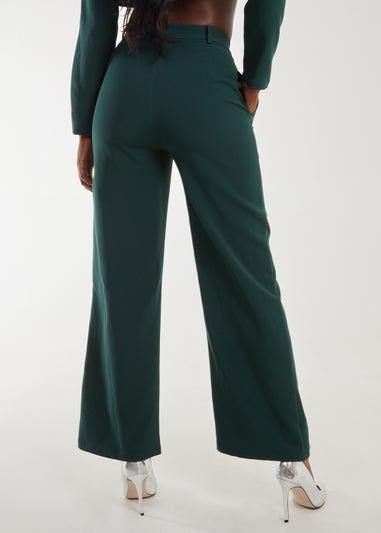 Pink Vanilla Bottle Green Wide Leg Trousers