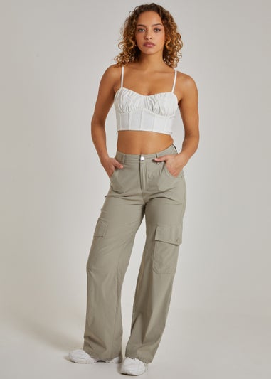 Pink Vanilla Sage Wide Leg Pocket Cargo Pants