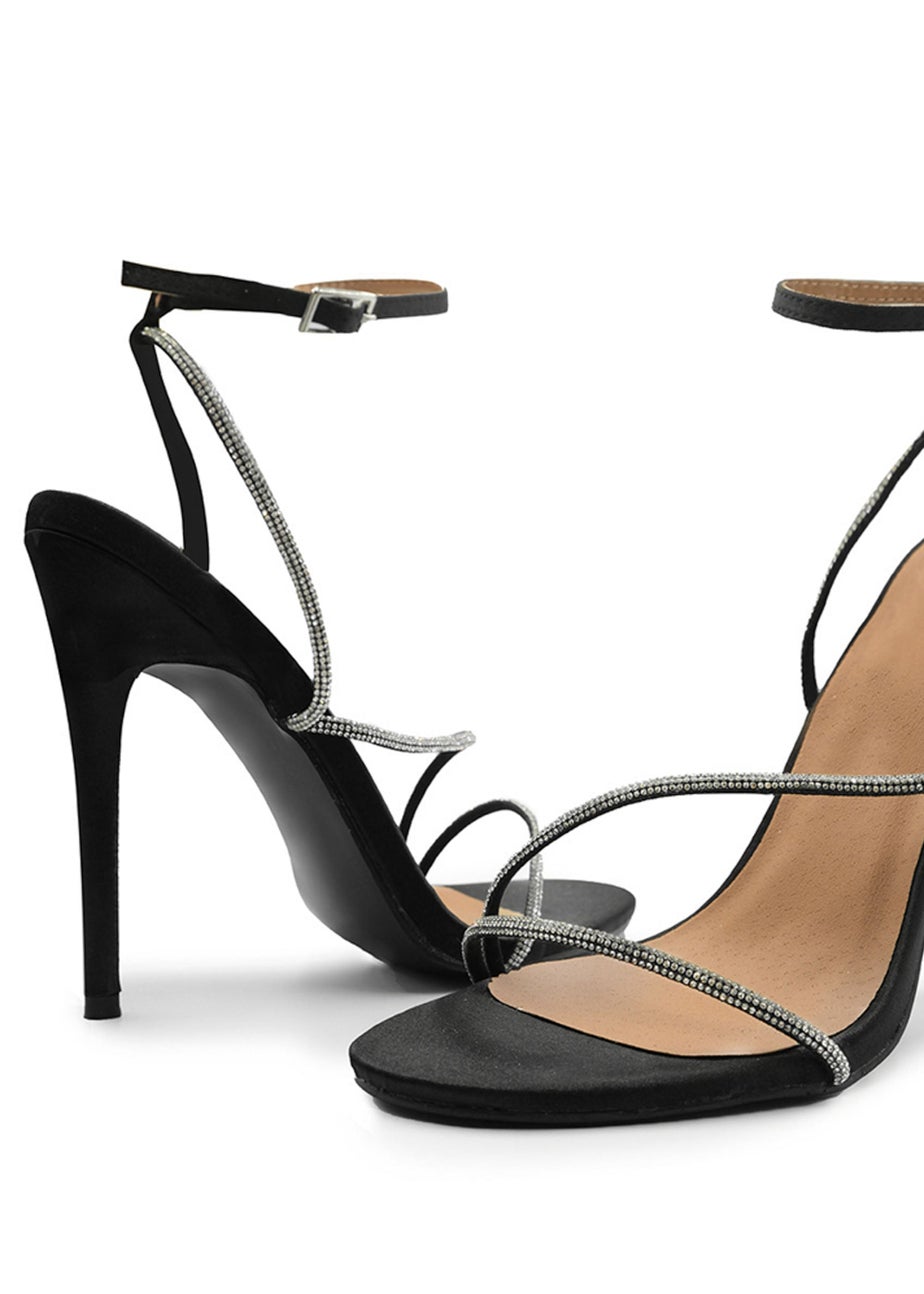 Where's That From Black Silk Jovie Stiletto High Heels