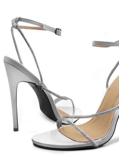 Where's That From Silver Silk Jovie Stiletto High Heels
