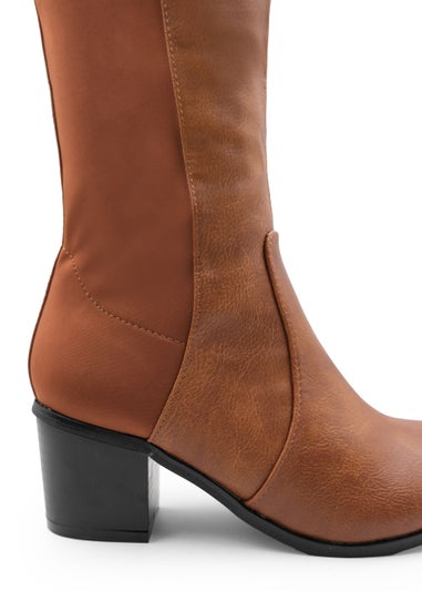Where's That From Brown Pu Britta Thigh High Heeled Boots