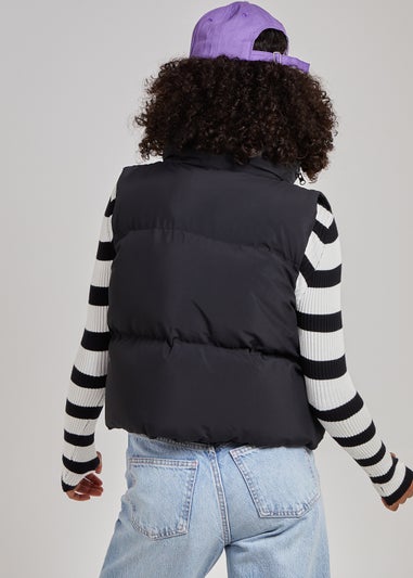 Pink Vanilla Black Hooded Padded Gilet