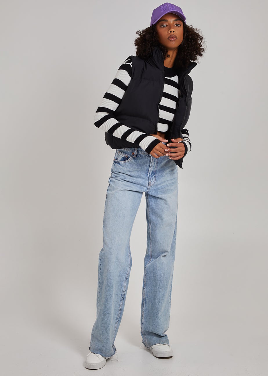 Pink Vanilla Black Hooded Padded Gilet