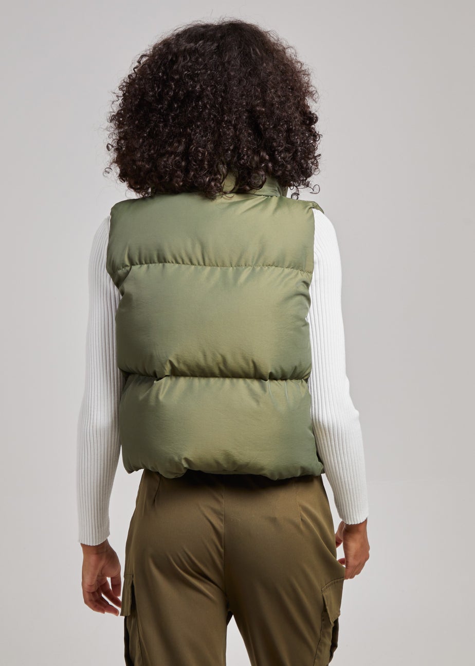 Pink Vanilla Khaki Hooded Padded Gilet