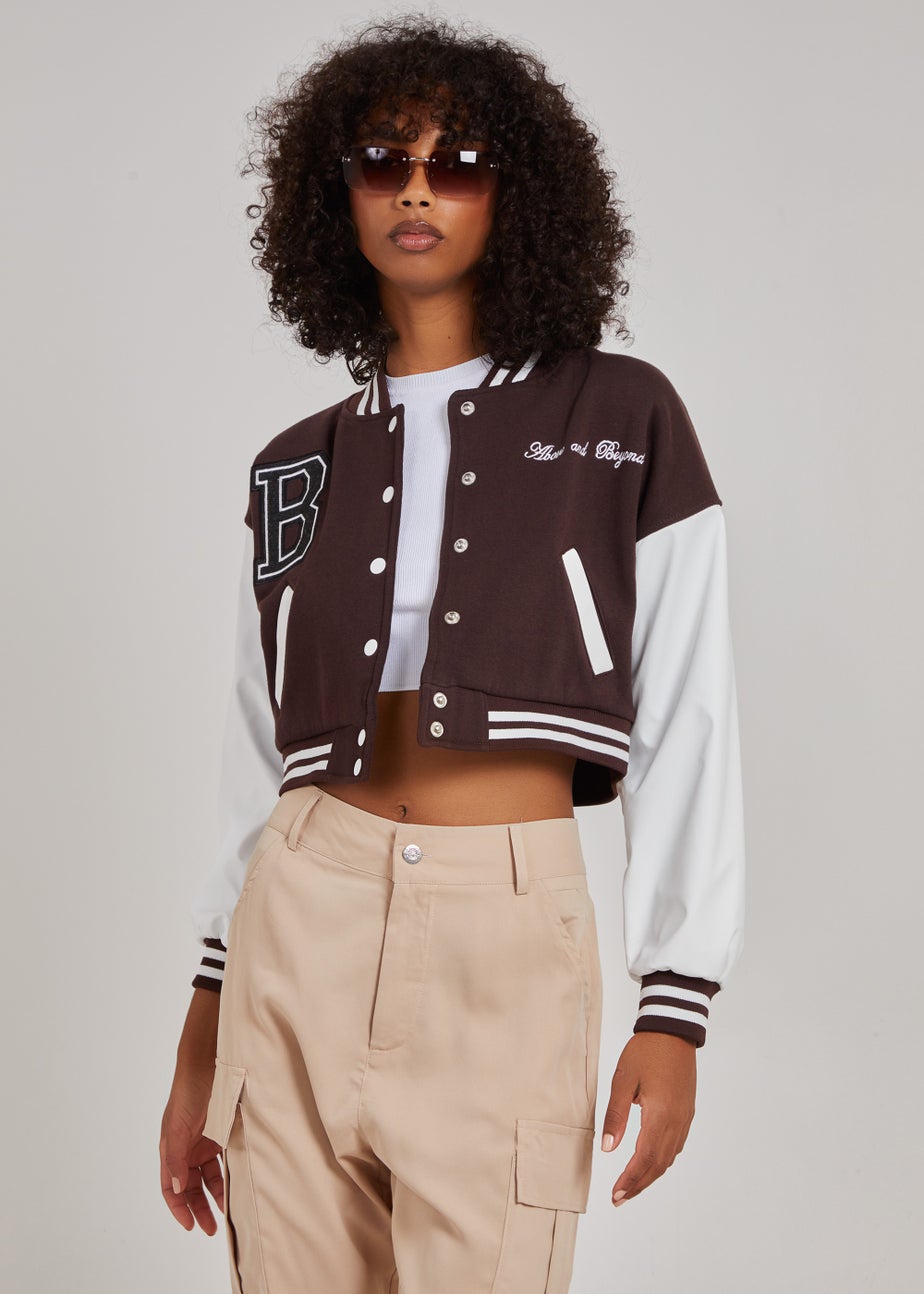 Pink Vanilla Chocolate Contrast Sleeve Baseball Jacket