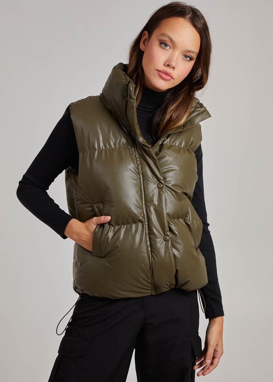 Pink Vanilla Khaki Faux Leather Gilet