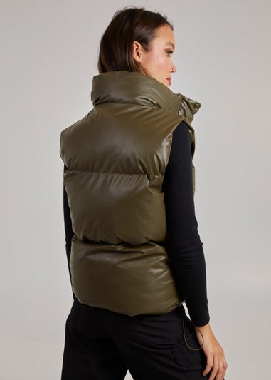 Pink Vanilla Khaki Faux Leather Gilet