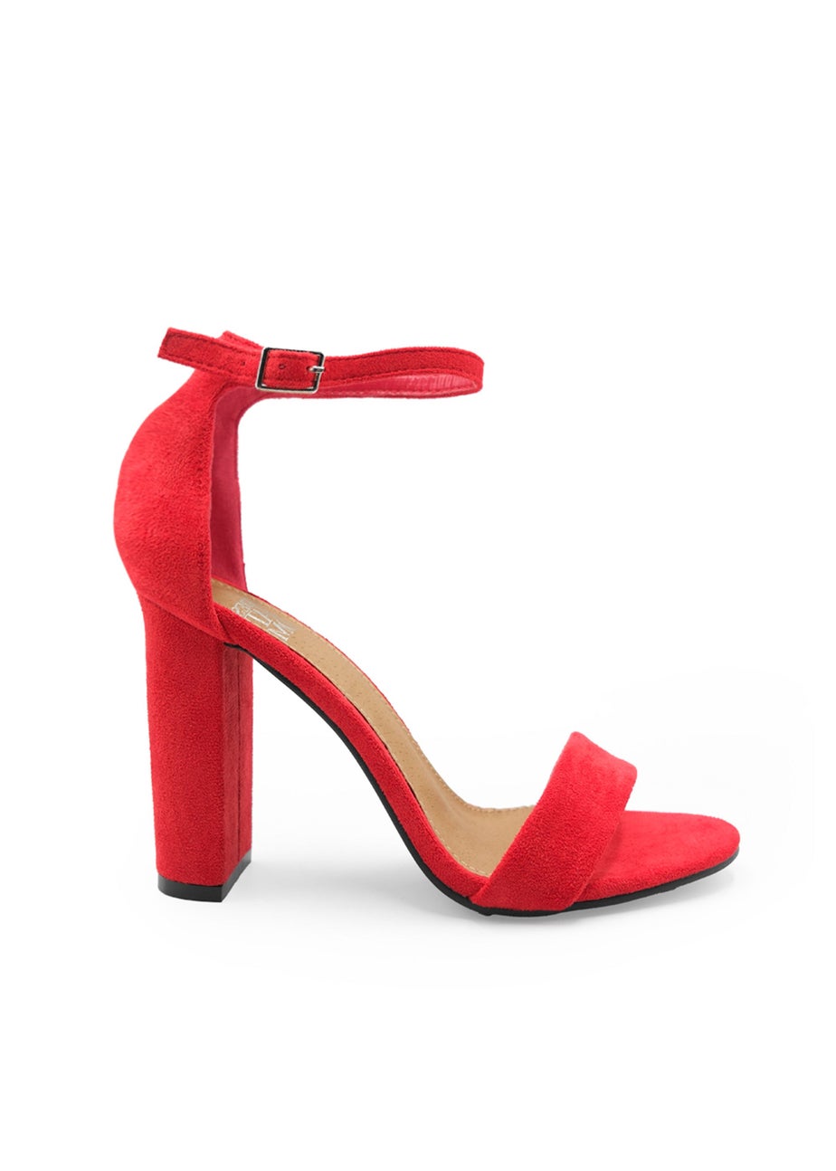Where's That From Red Suede Skye Strappy Block Heels
