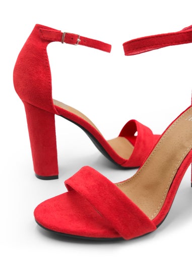 Where's That From Red Suede Skye Strappy Block Heels