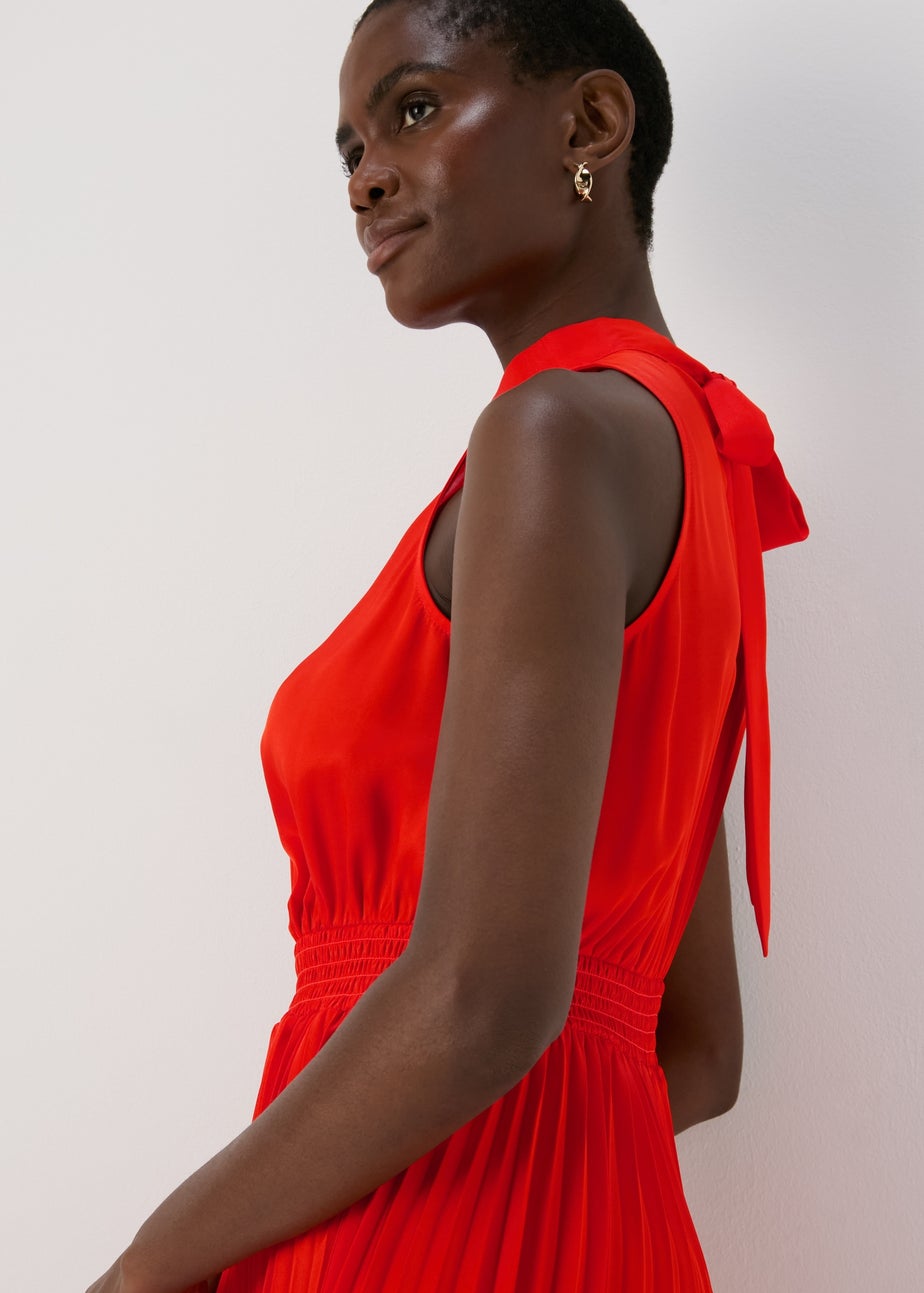 Et Vous Red Pleated Midi Dress