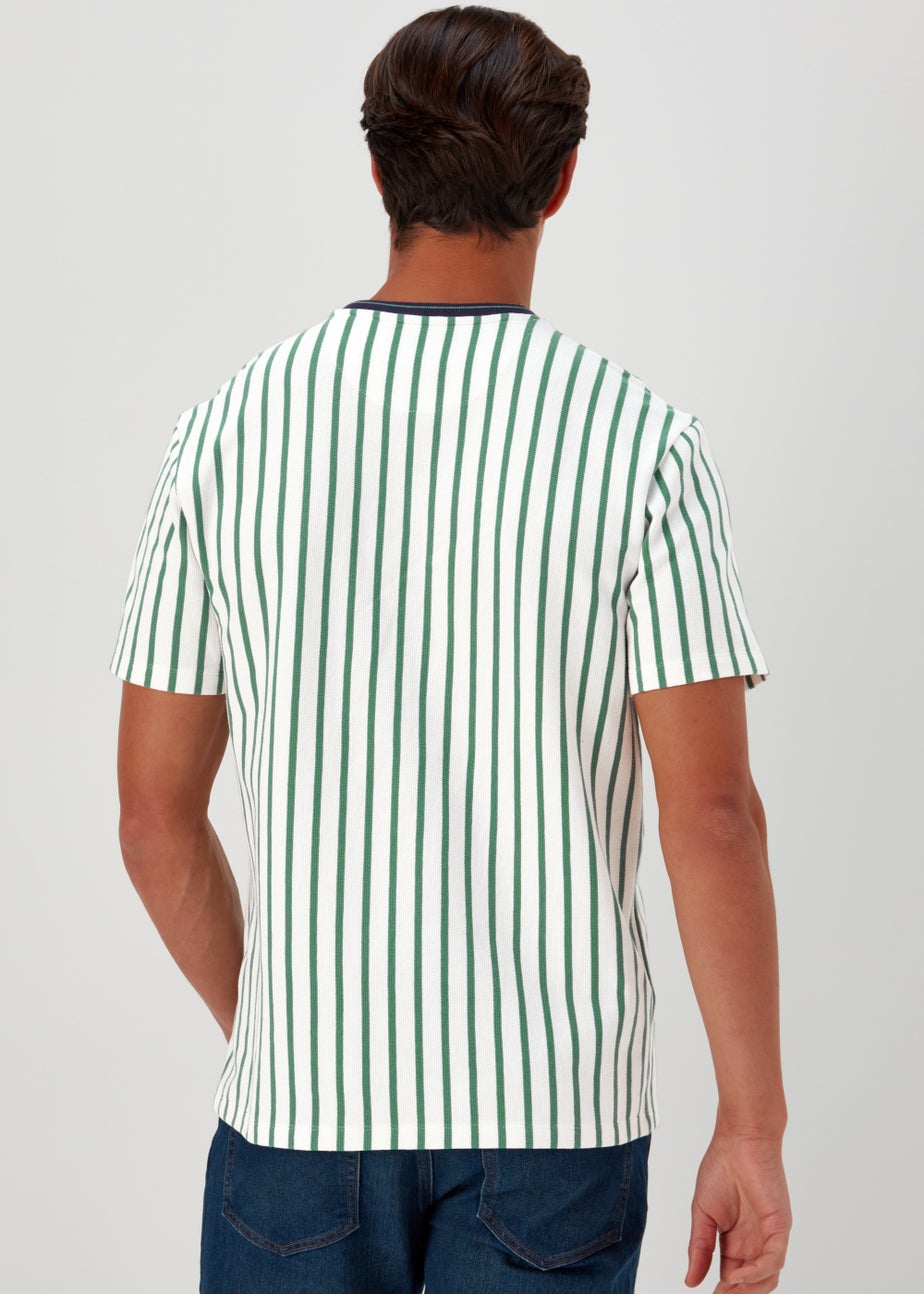 Green & Ecru Stripe Textured T-Shirt