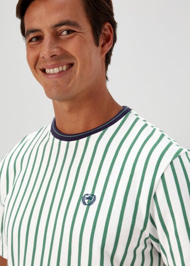 Green & Ecru Stripe Textured T-Shirt