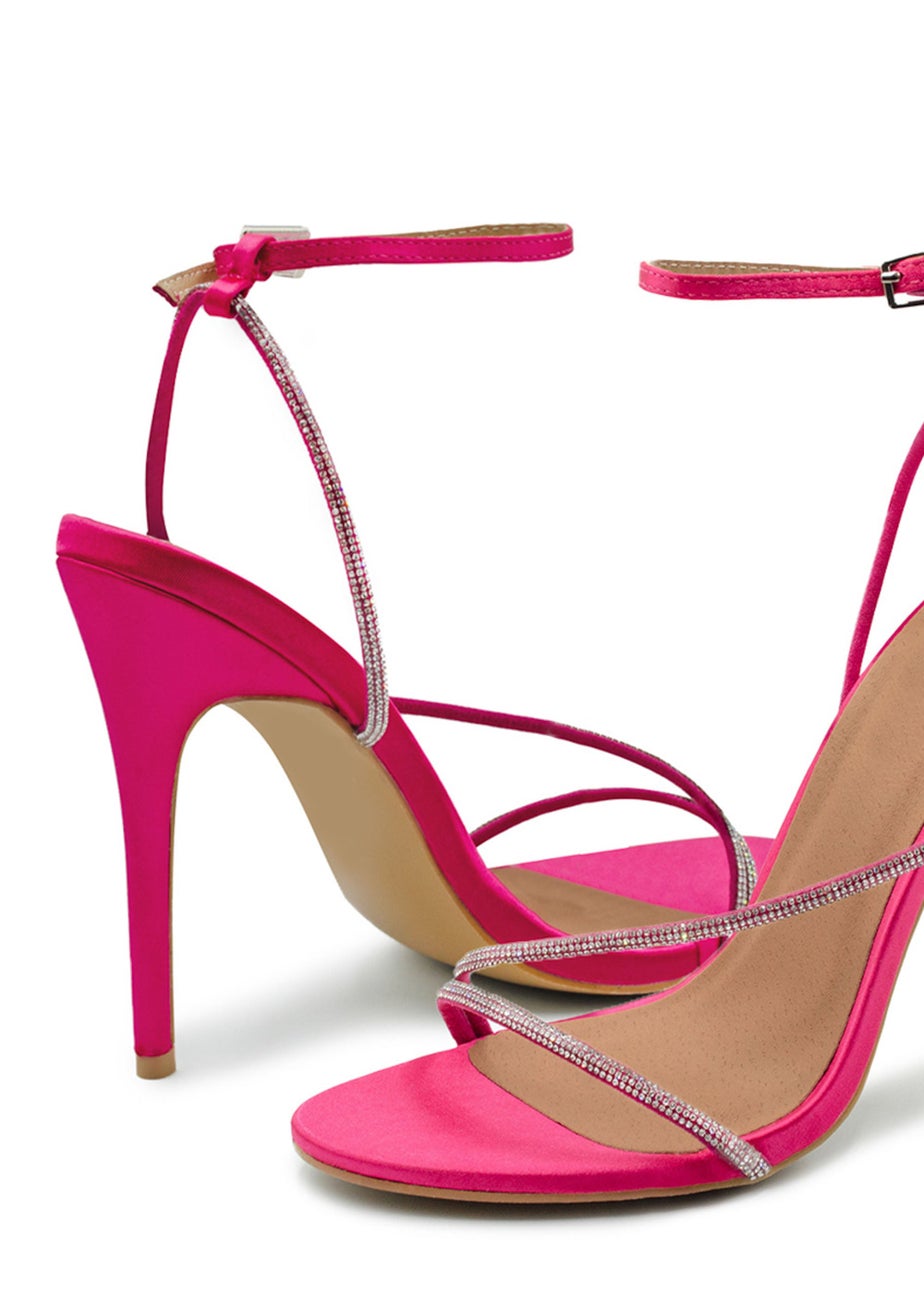 Where's That From Fuchsia Silk Jovie Stiletto High Heels