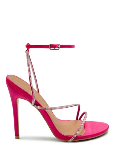 Where's That From Fuchsia Silk Jovie Stiletto High Heels
