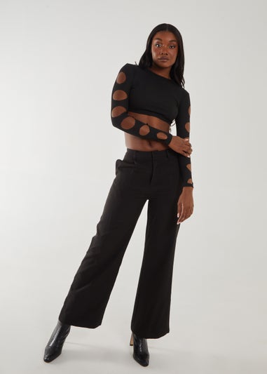 Pink Vanilla Black Wide Leg Trousers