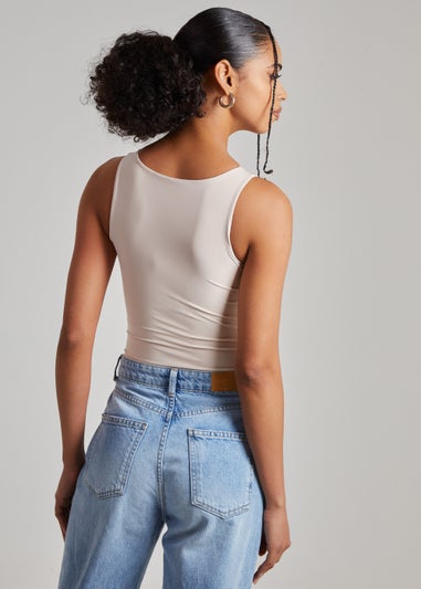 Pink Vanilla Stone Slinky High Neck Bodysuit