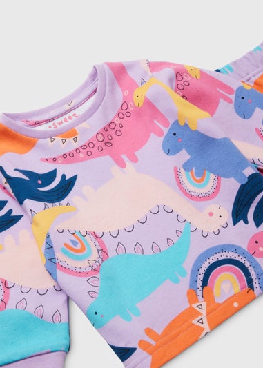 Girls Purple Dinosaur Rainbow Pyjama Set (9mths-5yrs)