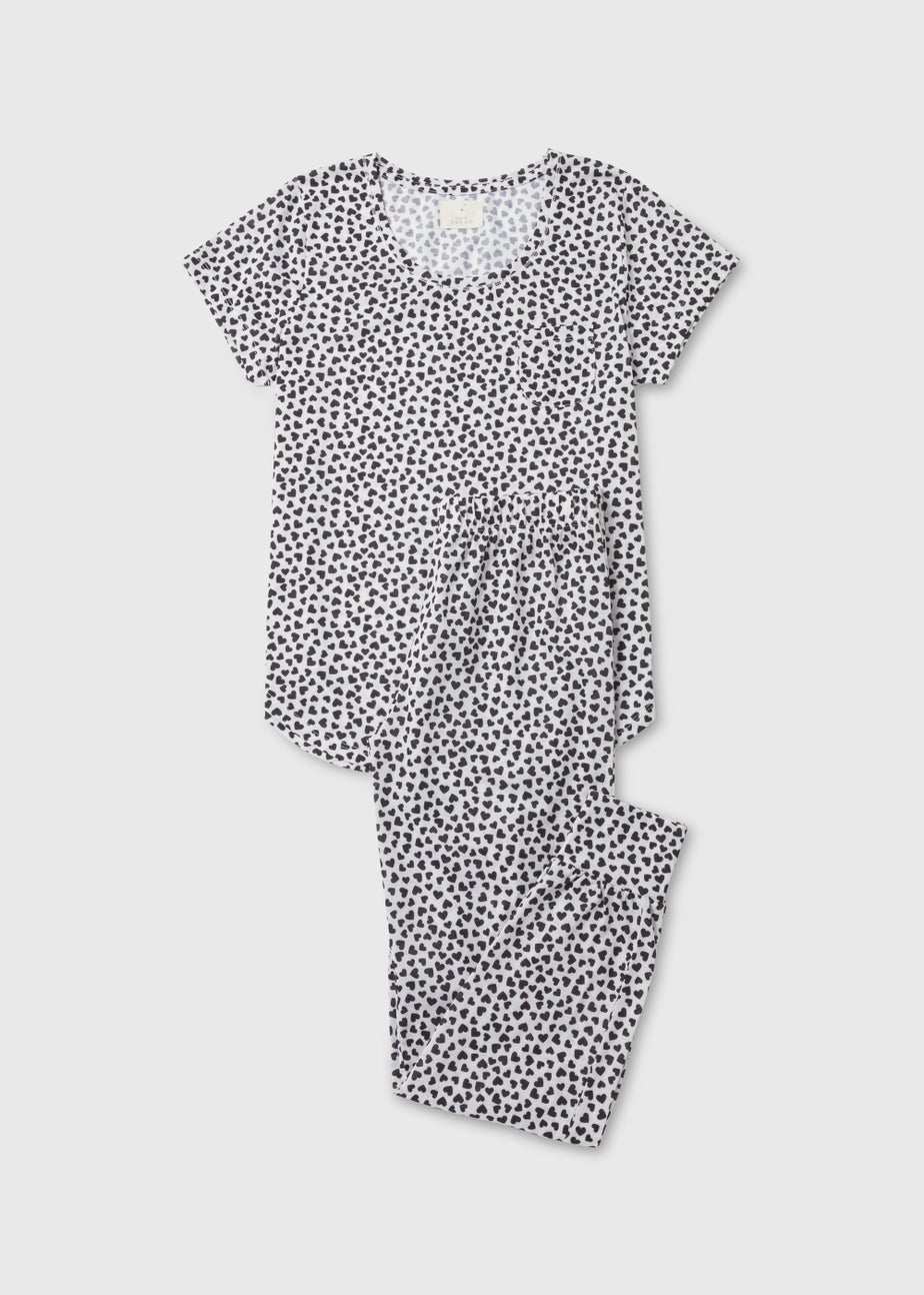 Cream Heart Print Pyjama Set