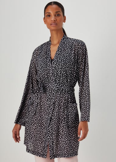 Black Heart Print Dressing Gown