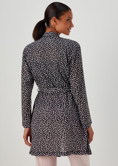 Black Heart Print Dressing Gown