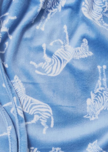 Blue Zebra Print Fleece Pyjama Bottoms