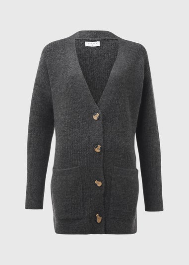 Grey Marl Ribbed Cardigan