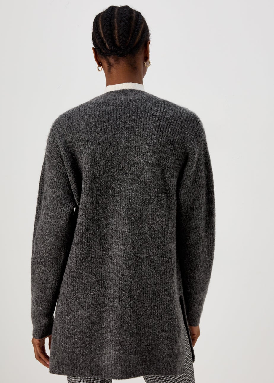 Grey Marl Ribbed Cardigan