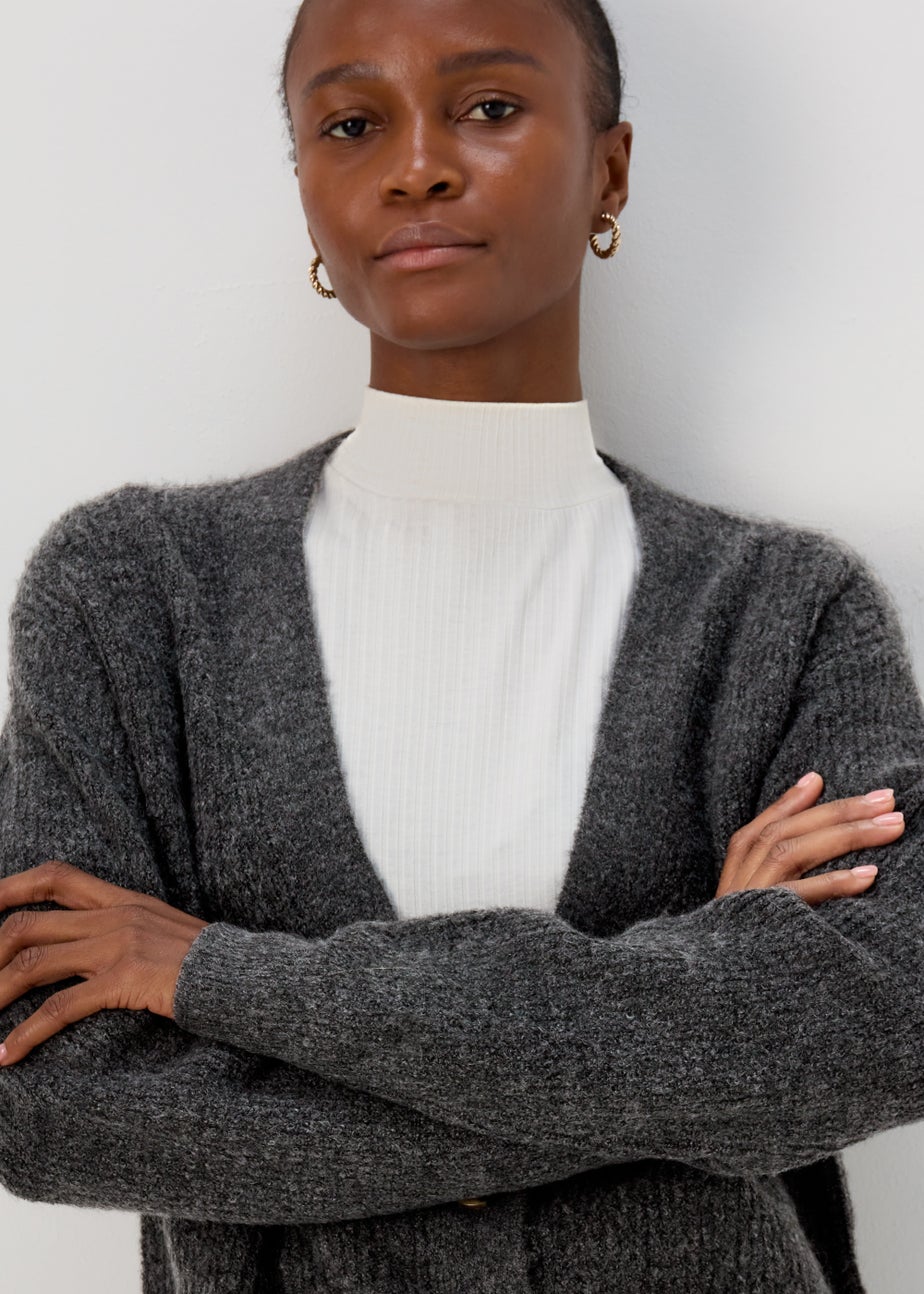 Grey Marl Ribbed Cardigan