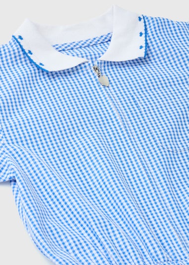Girls Blue Gingham School Playsuit (3-14yrs)