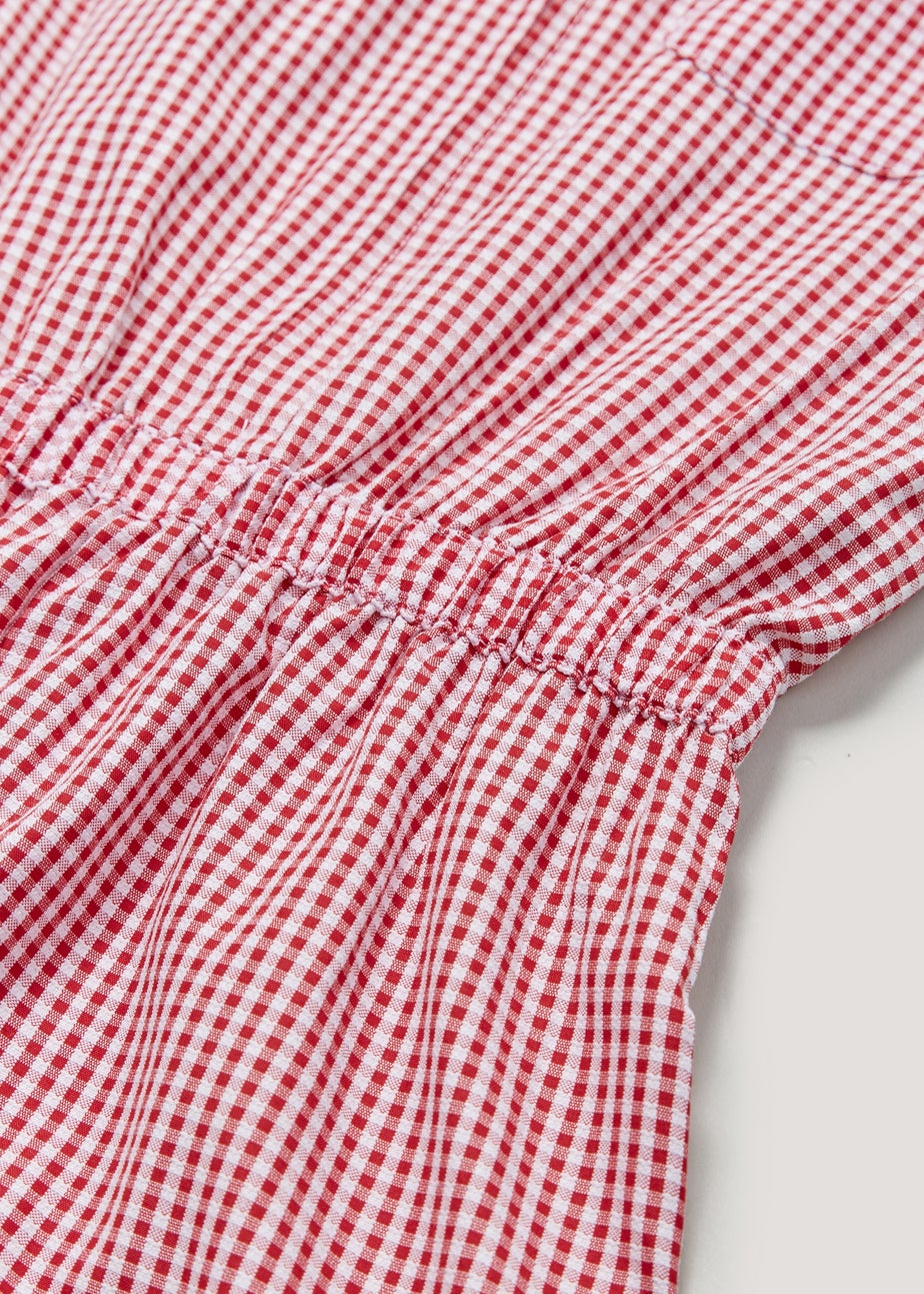 Girls Red Gingham School Playsuit (3-14yrs)