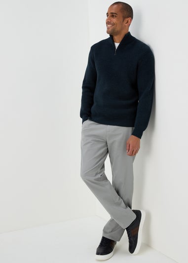Navy 1/4 Zip Rib Twist Jumper