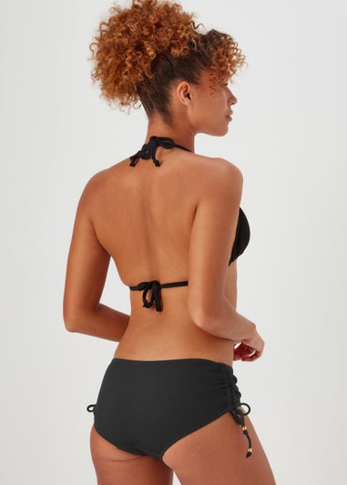 Black Textured Short Bikini Briefs